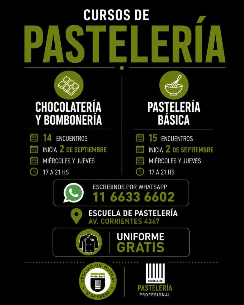 APRENDÉ PASTELERÍA CON LOS NUEVOS CURSOS DE LA ASOCIACIÓN MUTUAL “12 DE ENERO” DE PASTELEROS